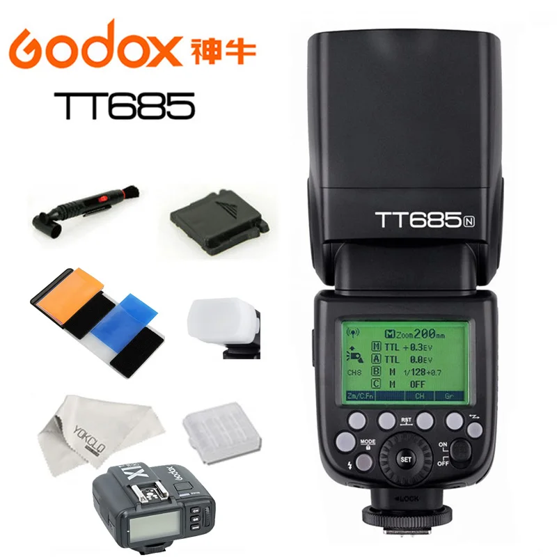 Godox TT685 2 4G HSS 1/8000s i-TTL GN60 Беспроводная вспышка + X1T TTL триггер для Nikon CANON SONY DSLR камера