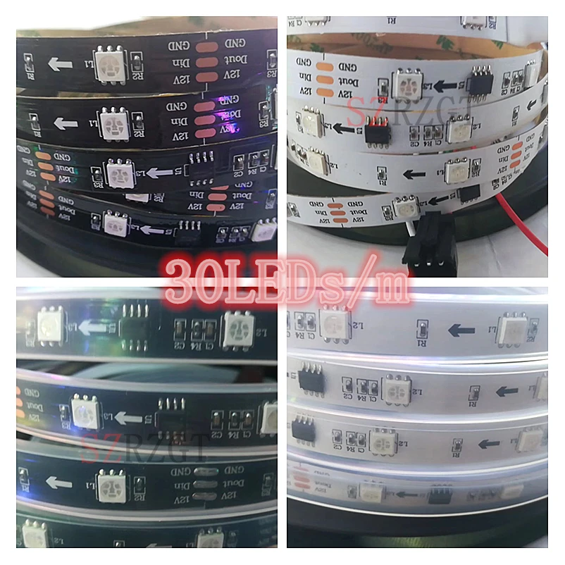 

WS2811 5050 RGB LED Strip 1m/5M 150 300Leds Individual Addressable DC12V White/Black PCB, 2811 led strip Addressable Digital