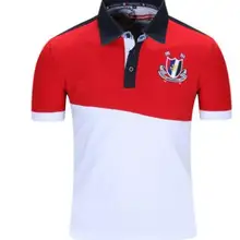 Мужские Повседневное летние шорты рукавами рубашки поло лоскутное европы Размеры M/2Xl отложной воротник мужской футболки поло Homme J2406