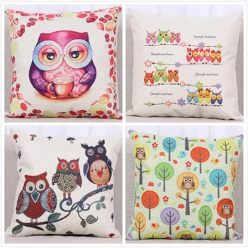 

Cartoon child Cute Owl Printed Cushion Cover European American linen pillow cover dog sofa bed car room Home Dec FG386