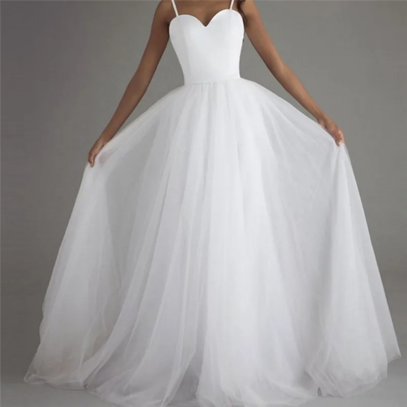 Новое пляжное платье на бретельках для свадьбы Vestido Noiva Praia простое белое Тюлевое