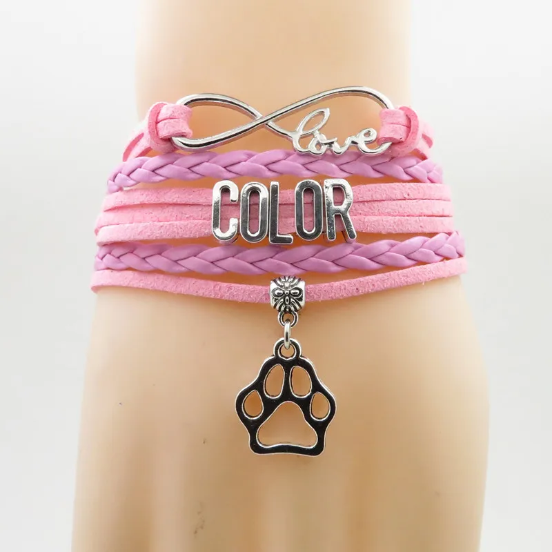 love stafford mom bracelet dogs paw charm stafford mom bracelets& bangles for women and man stafford dogs bangle - Окраска металла: Pink - stafford mom