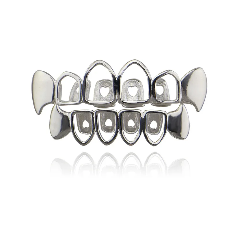 Factory Bottom Price Hollow Grillz Fashion Body Jewelry Hip Hop Teeth Grillz Gold Rose Gold Black Silver Color Tooth Grills Cap UK Bijoux (1)