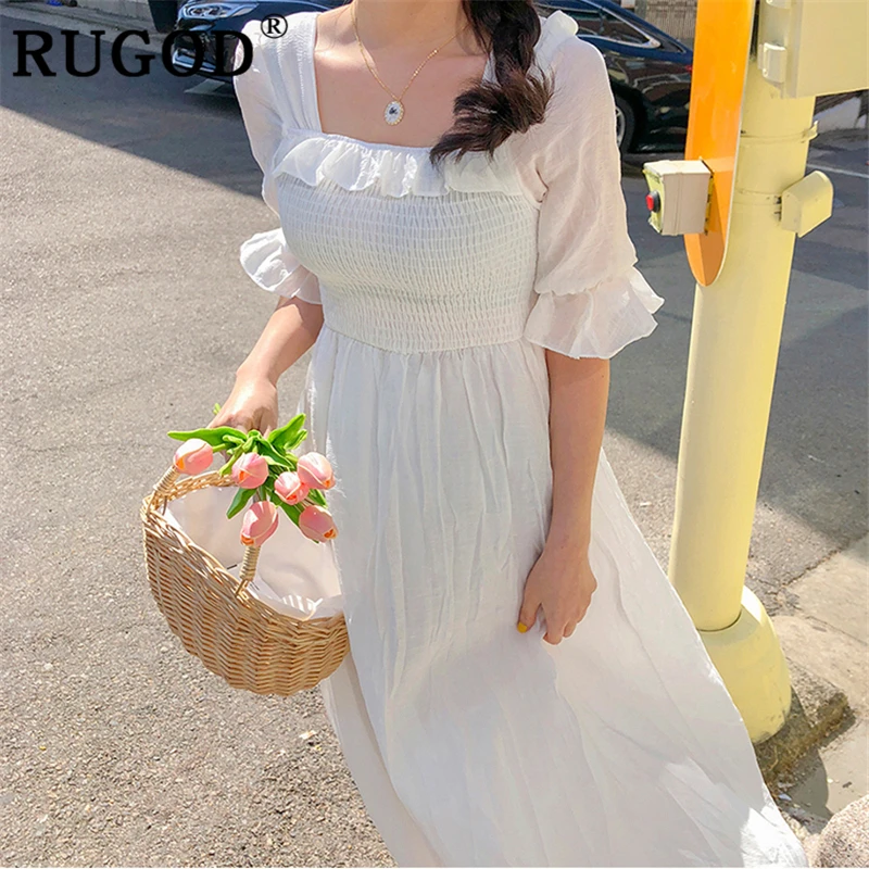 

RUGOD Chic long maxi White women dress