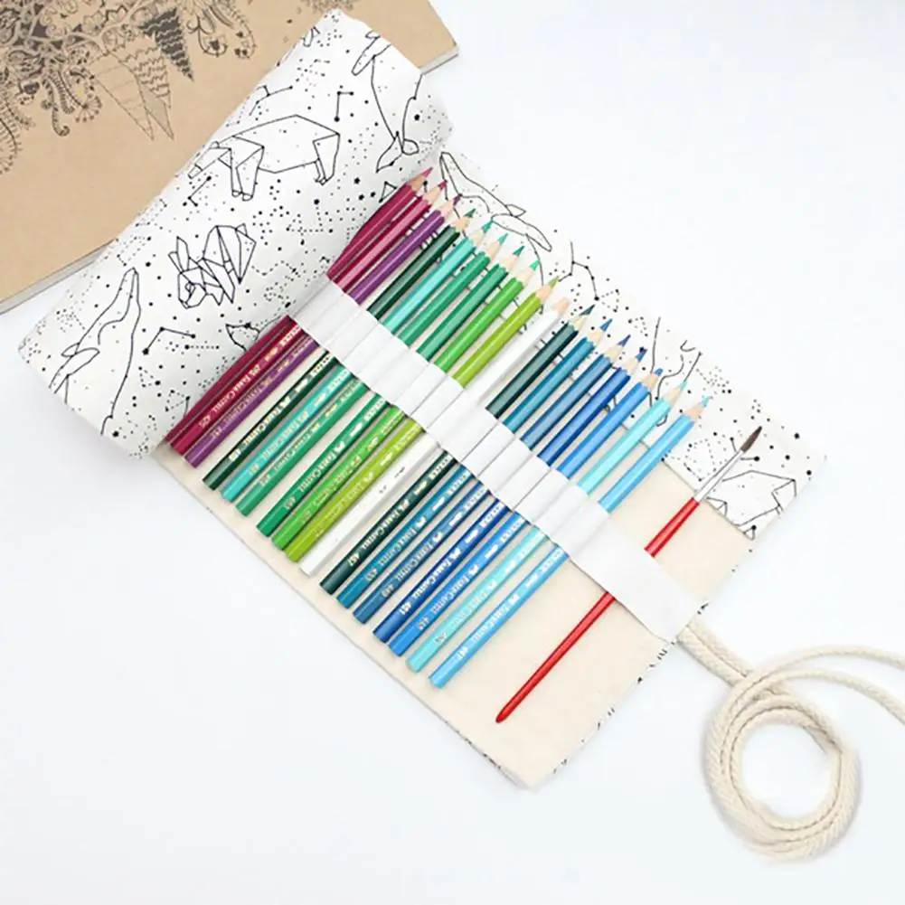 

New 36/48/72 Holes Constellation Canvas Roll-up Pouch Pencil Case Sketch Brush Bag