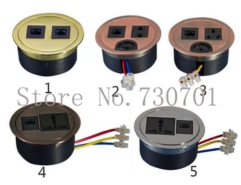

2019 Factory Furniture desktop round socket with tel and internet connector cable cubby silver black customized made color