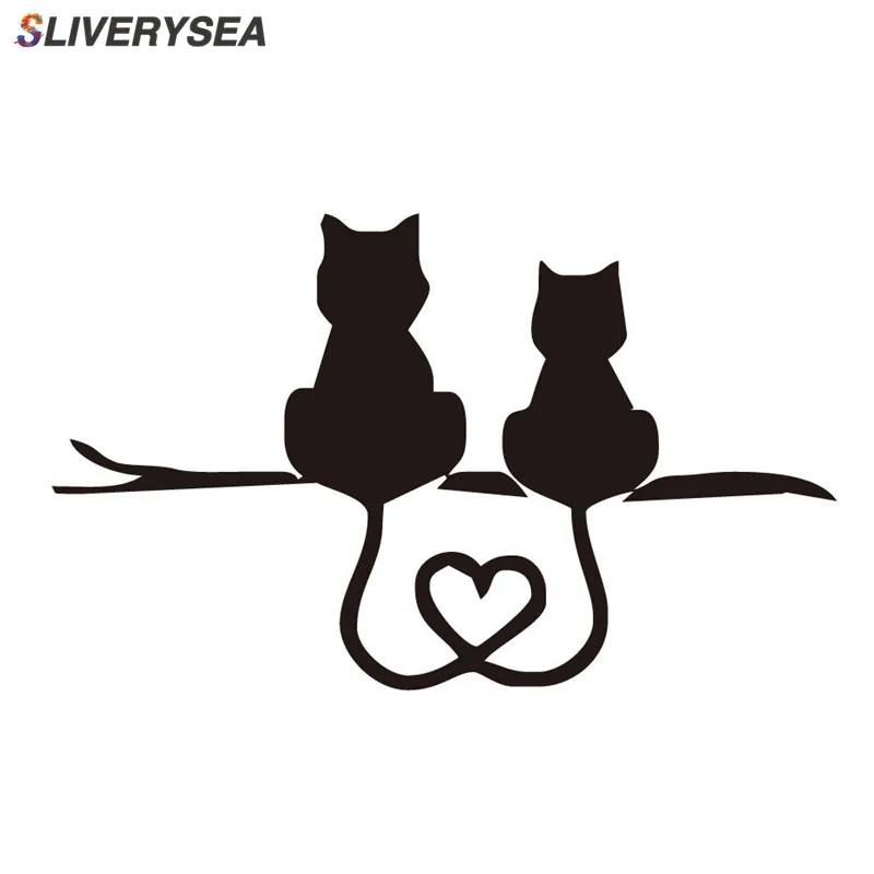

SLIVERYSEA Car Styling Cartoon Funny Two Kittens LOVE Cat Reflective Stickers Motorcycle Stickers for Truck SUV Door Side Window