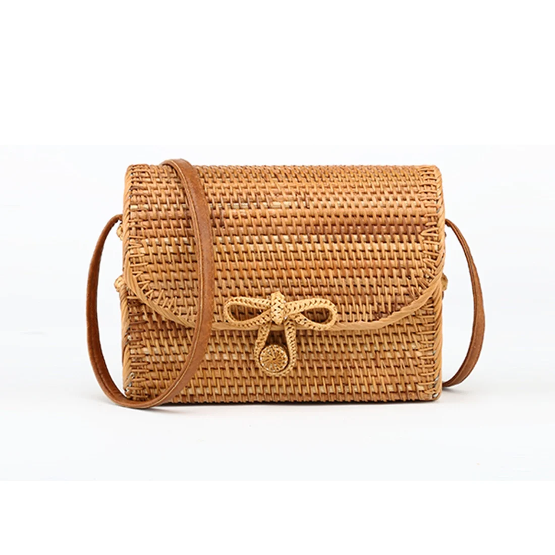 

fashion Bali Bohemian boutique autumn cane hand-woven bag square butterfly buckle rattan bag handbag Messenger bag