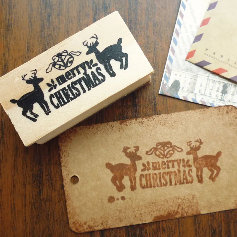 Деревянный штамп в виде оленя 6 х3 см|wood stamp|diy giftstamp stamp |