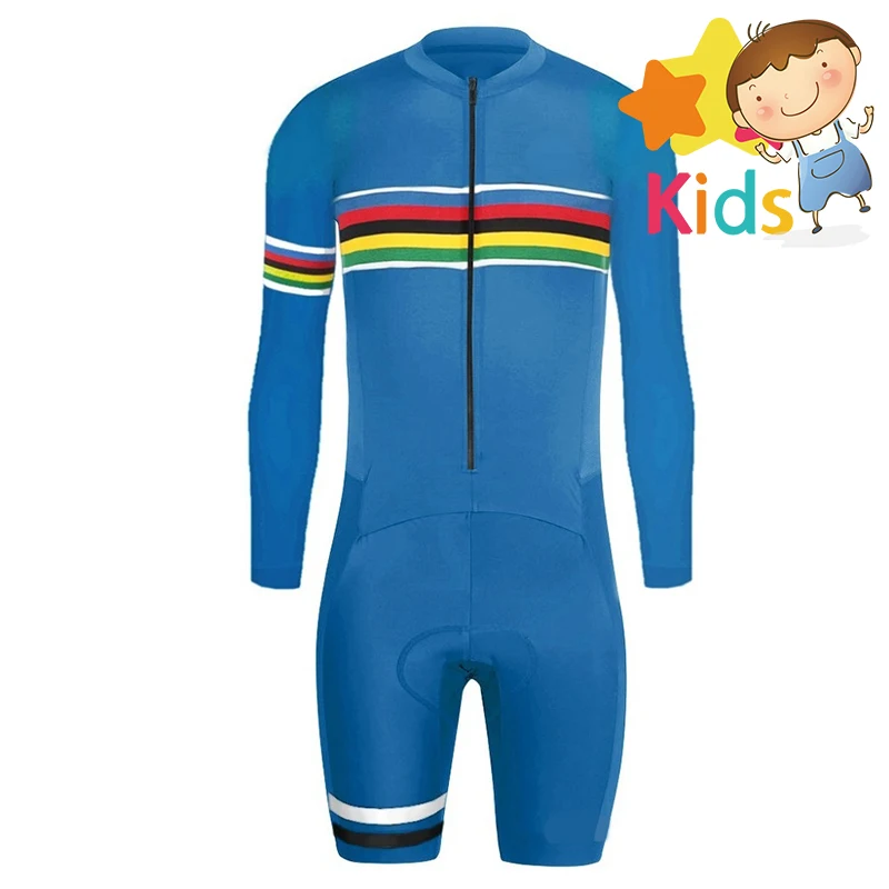 One Piece Children's Trisuit Pro Triathlon Suit Cycling Suit for Kids Running Trisuit Bike Long Sleeve Bicycle Suit Skinsuit
