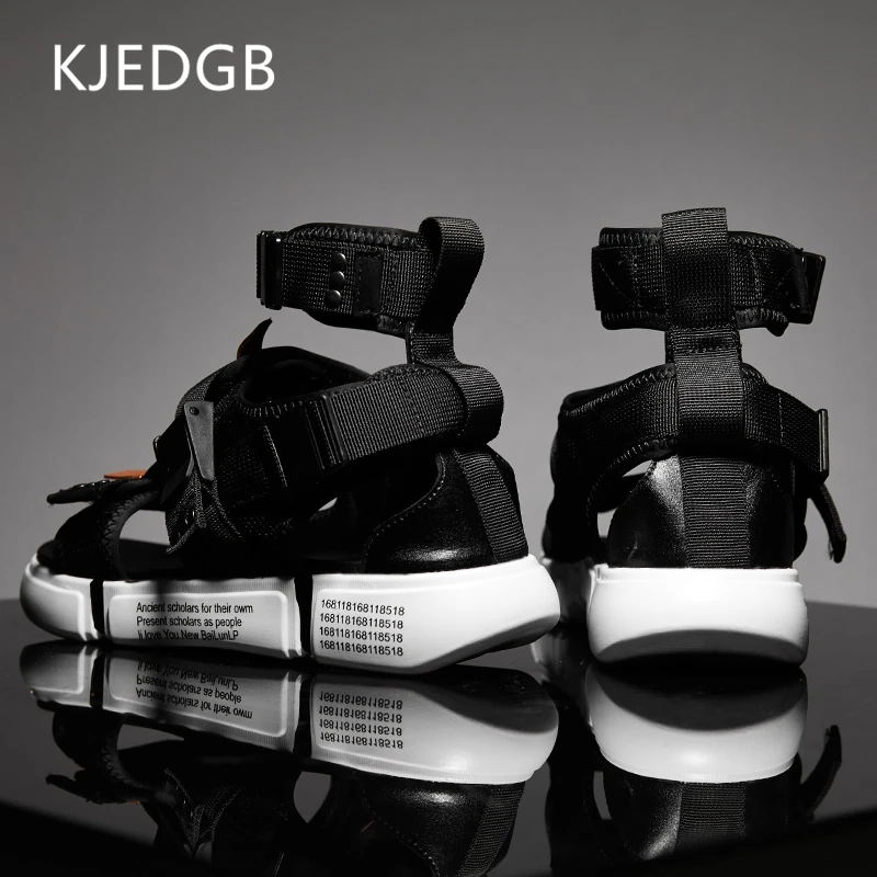 KJEDGB/Новинка года; модная летняя мужская обувь; сандалии-гладиаторы; дизайнерские удобные пляжные сандалии на платформе; мужские парусиновые сандалии