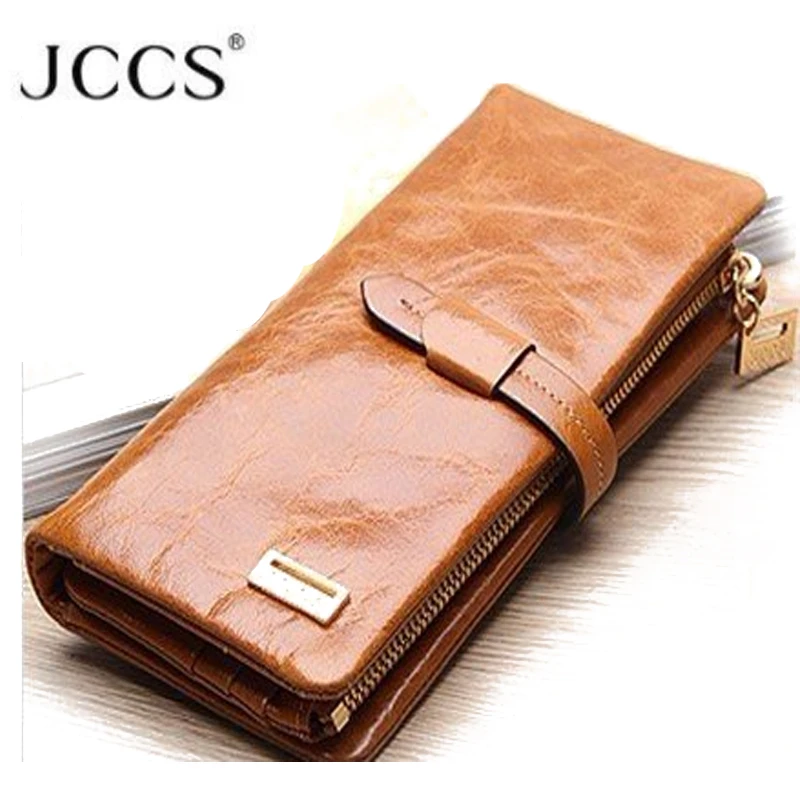 Jccsブランドデザイナー革折りたたみ財布女性の メンズロング財布レトロなオイルワックス財布クラッチ財布マネーバッグ Genuine Leather Wallet Women Leather Walletgenuine Leather Wallet Aliexpress
