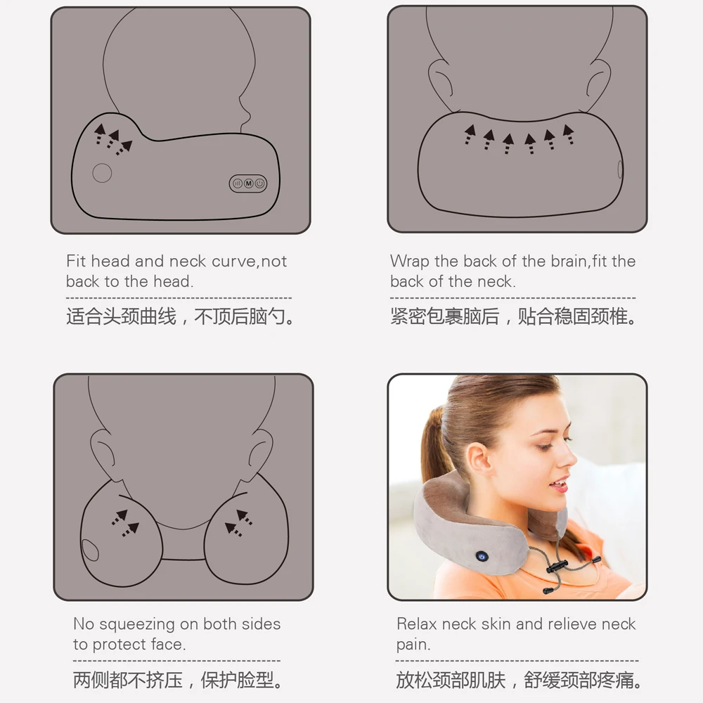 KIKI U Shaped Travel Pillow Neck Car Head Rest memory foam for Travel Office Nap Head Rest Neck Pillow Kneading and vibration KIKI U Shaped Travel Pillow Neck Car Head Rest memory foam for Travel Office Nap Head Rest Neck Pillow Kneading and vibration