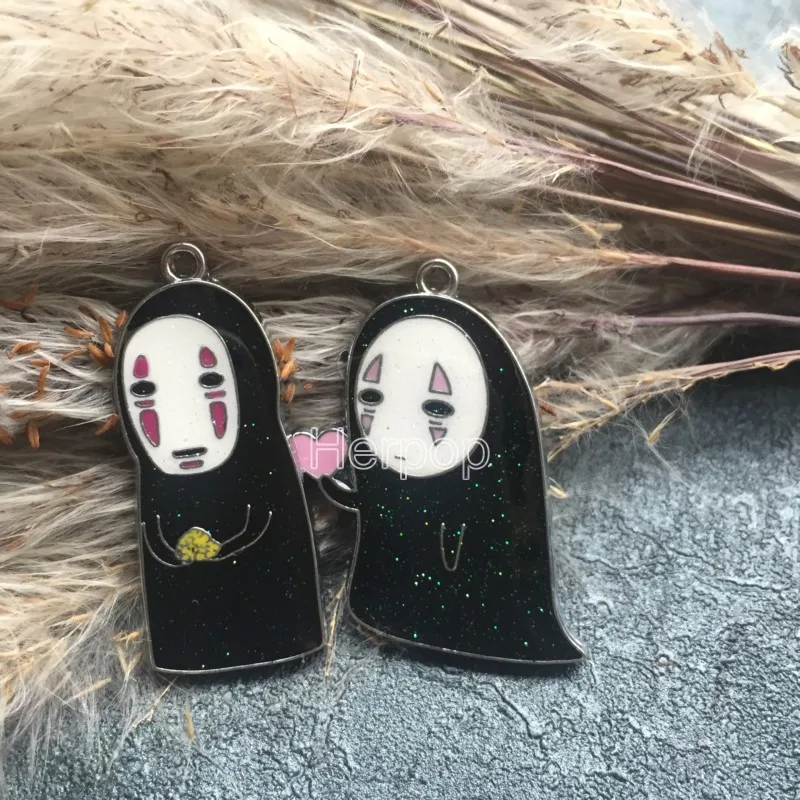 

50Pcs Japanese anime heart Spirited Away No Face Man mixed Metal Charms Necklace Key chain pendants DIY Jewellery Making crafts