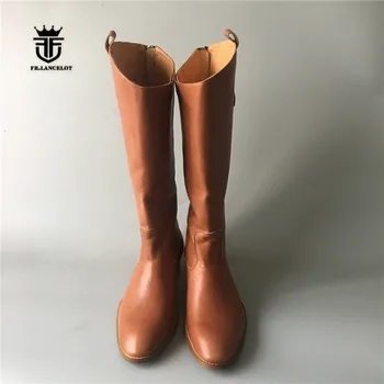 

Factory Sale real picture Handmade knight stage fashion Full Real Leather Hard Work luxury Knee High Boots