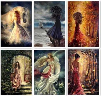 

5D DIY Diamond Embroidery Sexy Women Painting Rhinestone Cross Stitch Landscape Autumn Beautiful Girl Umbrella Wall Decoration