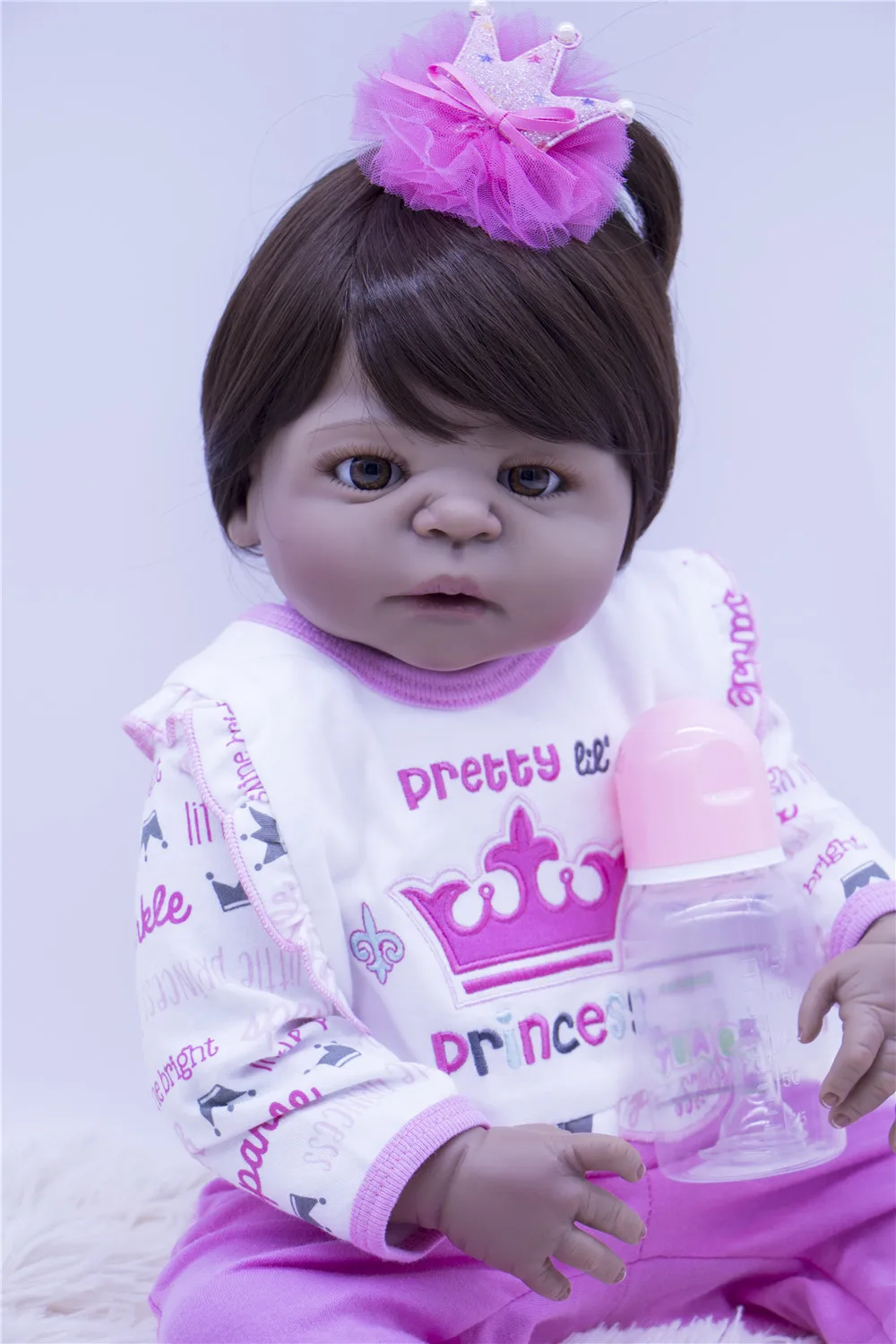 Bebes Reborn 56 см Силиконовая черная кожа куклы настоящая жесткая виниловая принцесса