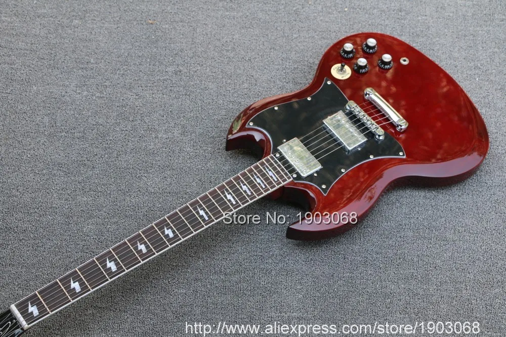 New arrival SG Angus Young Guitar AC/DC Inlaids Cherry Red Dark rosewood Fretboard China Guitars Musical Instrument - Image 5