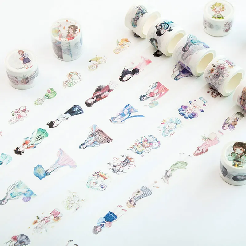 

15-40 mm * 7 m Vintage Beautiful girl washi tape photo album Scrapbook Adhesive decorative tape diy Handmade Gift Card Art craft