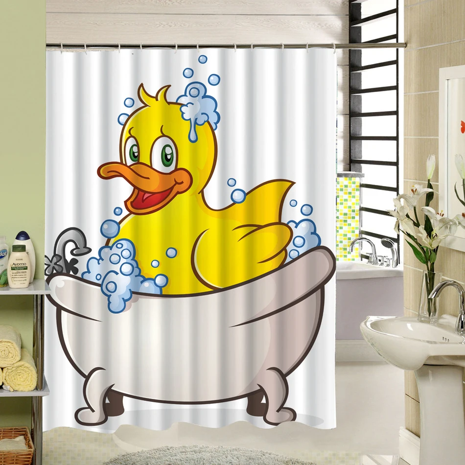 Nanaz Cute Shower Curtain Yellow Duck Bathroom Products Polyester Bath