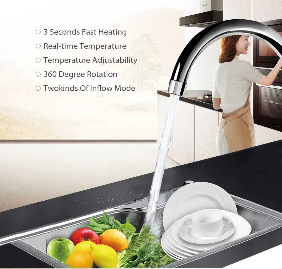 Ecofresh Electric Faucet Instant Water Heater Tap Faucet Heater Cold Heating Faucet Tankless Instantaneous Water Heater