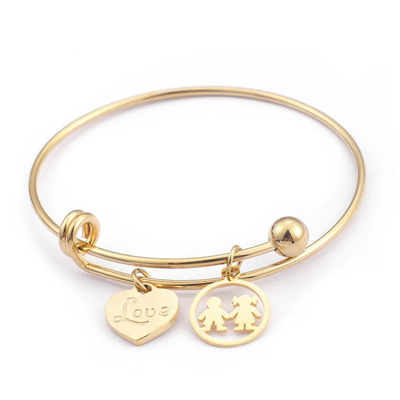 

QHQ bracelets bangles stainless steel Love silver gold couple letter bohemian chain link bracelet accessories for women jewelry