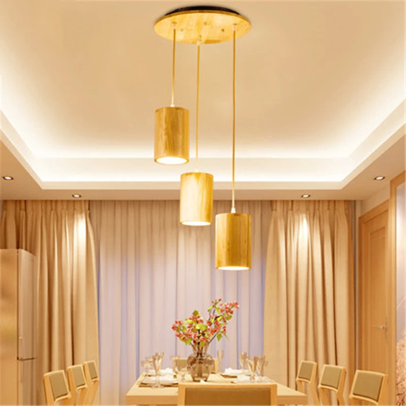Дизайнерская Скандинавская простая деревянная Подвесная лампа, светодиодная Подвесная лампа для кухни, бара, отеля, домашнего декора E27