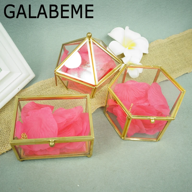 Galabeme геометрический кольцо окно custom Стекло Обручальное кольцо box пятнистости Стекло коробка Обручение кольцо шкатулка Подарок Обручальное кольцо держатель