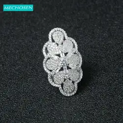 Дорогие mechosen широкое кольцо блестящий цветок AAA циркон серебряного цвета ювелирные изделия для женщин помолвка невесты свадебное медное