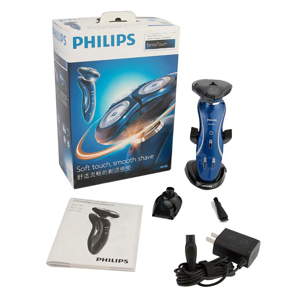 Мужская электрическая бритва Philips RQ1150X водонепроницаемая синяя с триммером для
