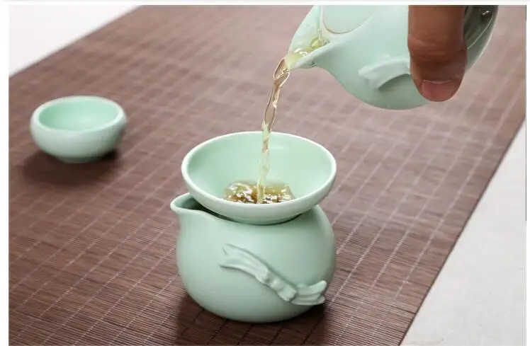 Топ керамика чайный набор 10 шт. чайный набор ремесла ручной работы лучший кунгфу Исин руяо чайный набор