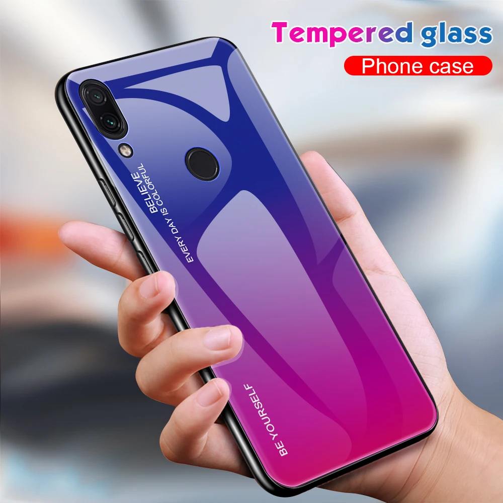 

Tempered Glass Phone Cases For Xiaomi Redmi 7 Note 7 Pro 7Pro Cover Smart Cases Gradient Color Capa For Xiaomi Redmi 7 Case