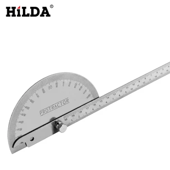 

HILDA Stainless Steel Protractor Industrial Professional Ruler Woodworking Measurement Protractor Ruler 200mm 180 Degree