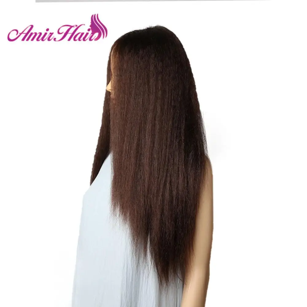 Amir длинный кудрявый прямой синтетический парик для афро-американских женщин натуральный черный коричневый афро парик Термостойкое волокно 24 дюйма