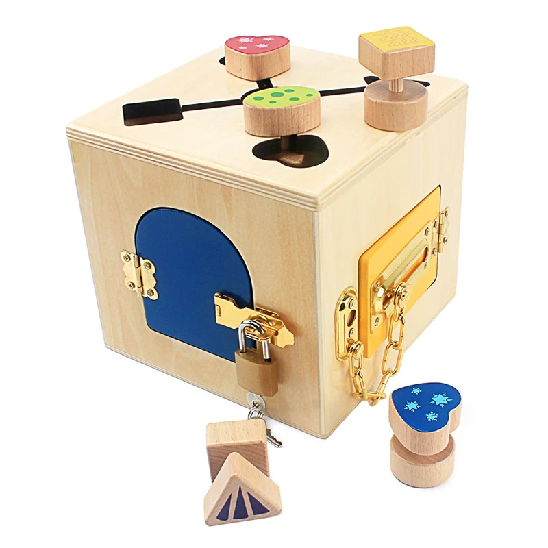 Juego de caja de bloqueo multifunción para enseñanza Montessori, juguetes de educación temprana para niños y niñas - 3