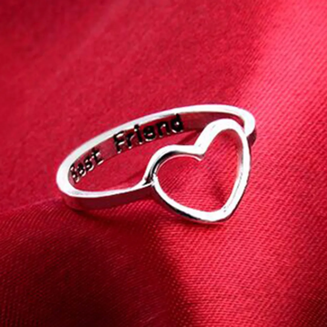 1pcs Best Friend Heart Ring Fashion Promise Jewelry Anel Bague Femme Charming Love Stackable Finger Rings Shellhard