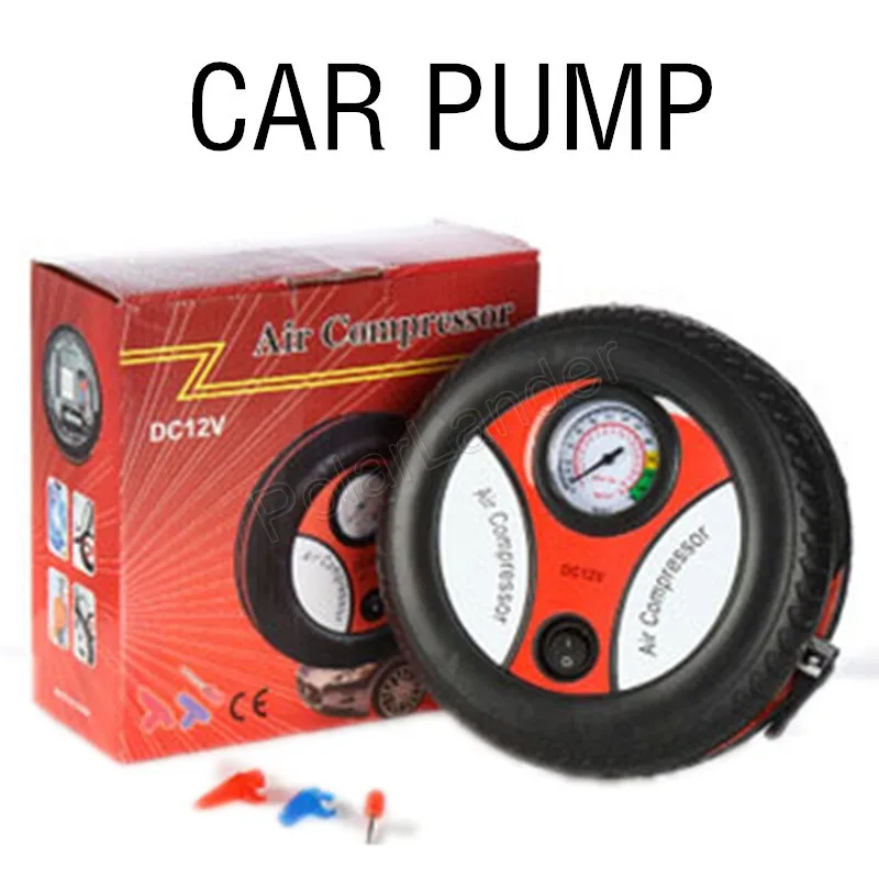 

Portable Mini 12V Tire Inflator Car Air Compressor Car Auto Portable Pump 260PSI with 3 x Nozzle Adapter DC 12V