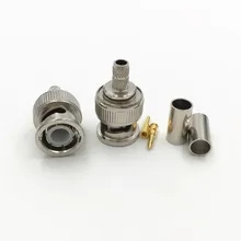 ESCAM 10 шт. латунь 3 в 1 BNC Мужской Q9 обжимной RG58 RG142 RG400 LMR195 RF коаксиальный кабель прямой разъем для камер видеонаблюдения