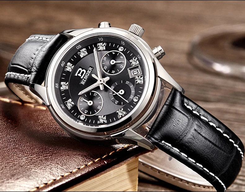 Классический Бизнес дизайнерские пары Кварцевые часы хронограф Multi Функция наручные часы с календарем, 3 глаза аналоговые часы
