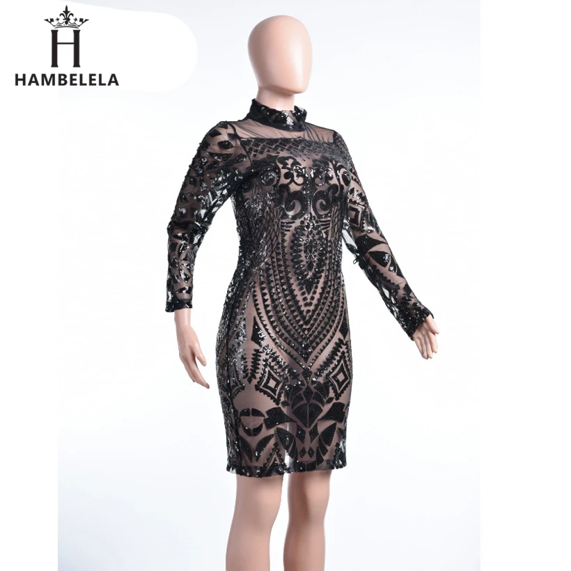 HAMBELELA Autumn Winter New Sequined Women Dress Fashion Long Sleeve 2018 Sexy Women Party Dresses Clubwear Feminino Vestidos (6)