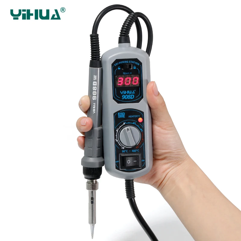 Оригинальный Электрический паяльник YIHUA 908D 220 В/110 В с регулируемой температурой +