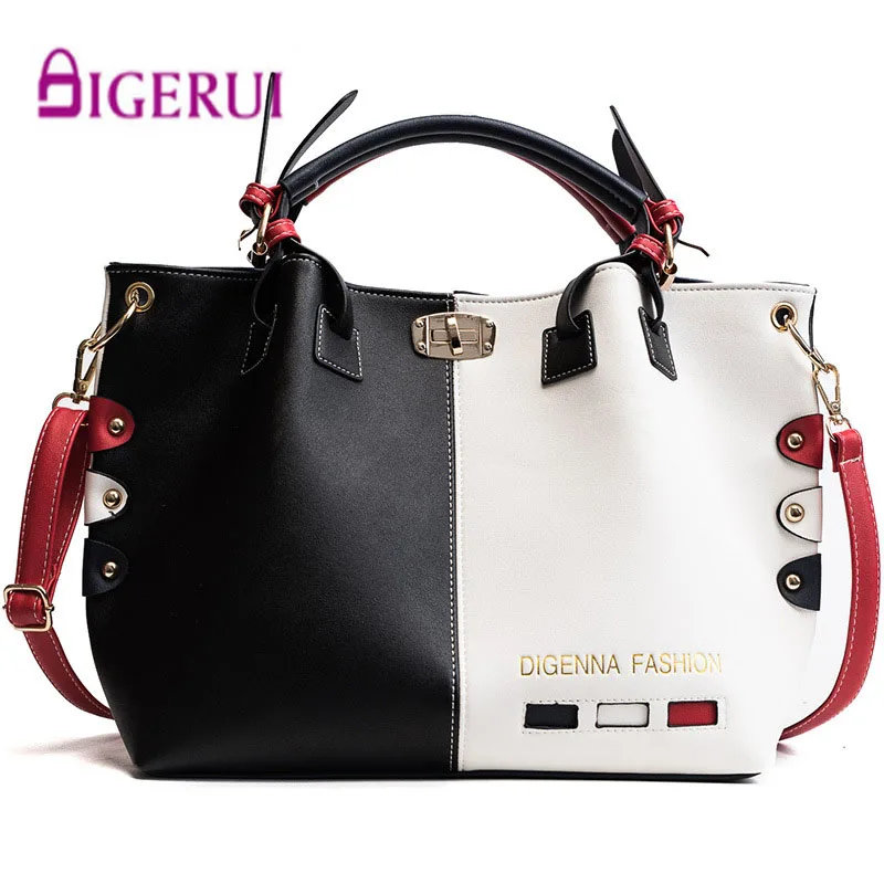 

DIGERUI Women Handbag Fashion Women Bag PU Leather Tote Bag Ladies Designer Patchwork Handbags Female Casual Large Shoulder Bag