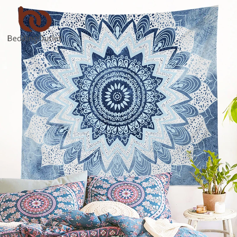 BeddingOutlet 5 قطعة السرير في حقيبة ماندالا الزهور طقم سرير الملكة حجم البوهيمي حاف مجموعة غطاء فاخرة لل نوم الساخن