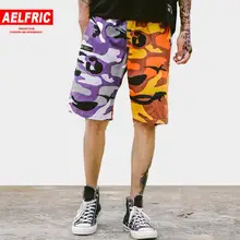 Эльфрик камуфляж Модные принты шорты Для мужчин Лето Повседневное уличная Цвет лоскутное хип-хоп по колено мужские короткие Бегуны
