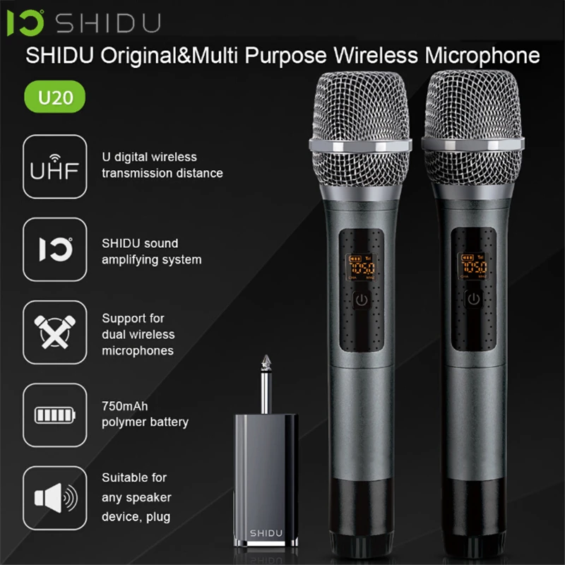Discurso com Plugue de 6.5mm Amplificador de Voz para o Discurso Microfone sem Fio Shidu Handheld Uhf Dinâmico Omnidirecional Portátil Amplificador de Voz para o Receptor U20 - Image 6