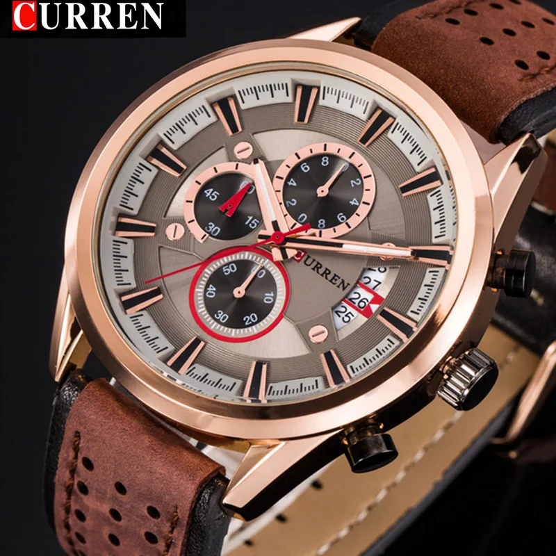 

CURREN Chronograph Sport Man Watch Men's Watches 8290 Luxury Brand Leather Quartz Male Wristwatch Men Montre Homme Hodinky Clock
