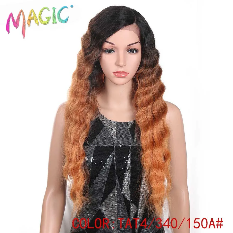 

Magic 28 Inch Ombre Blonde Color Glueless Heat Resistant Fiber Hair 150% Density Synthetic Lace Front Wigs For Black Women