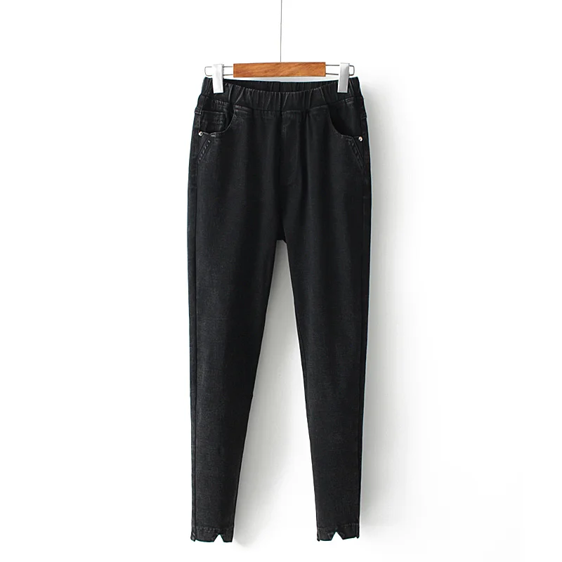 

2s Korean version of the new women's solid color casual jeans 2019 spring and summer wild slim slim feet pants dsd110 cherry