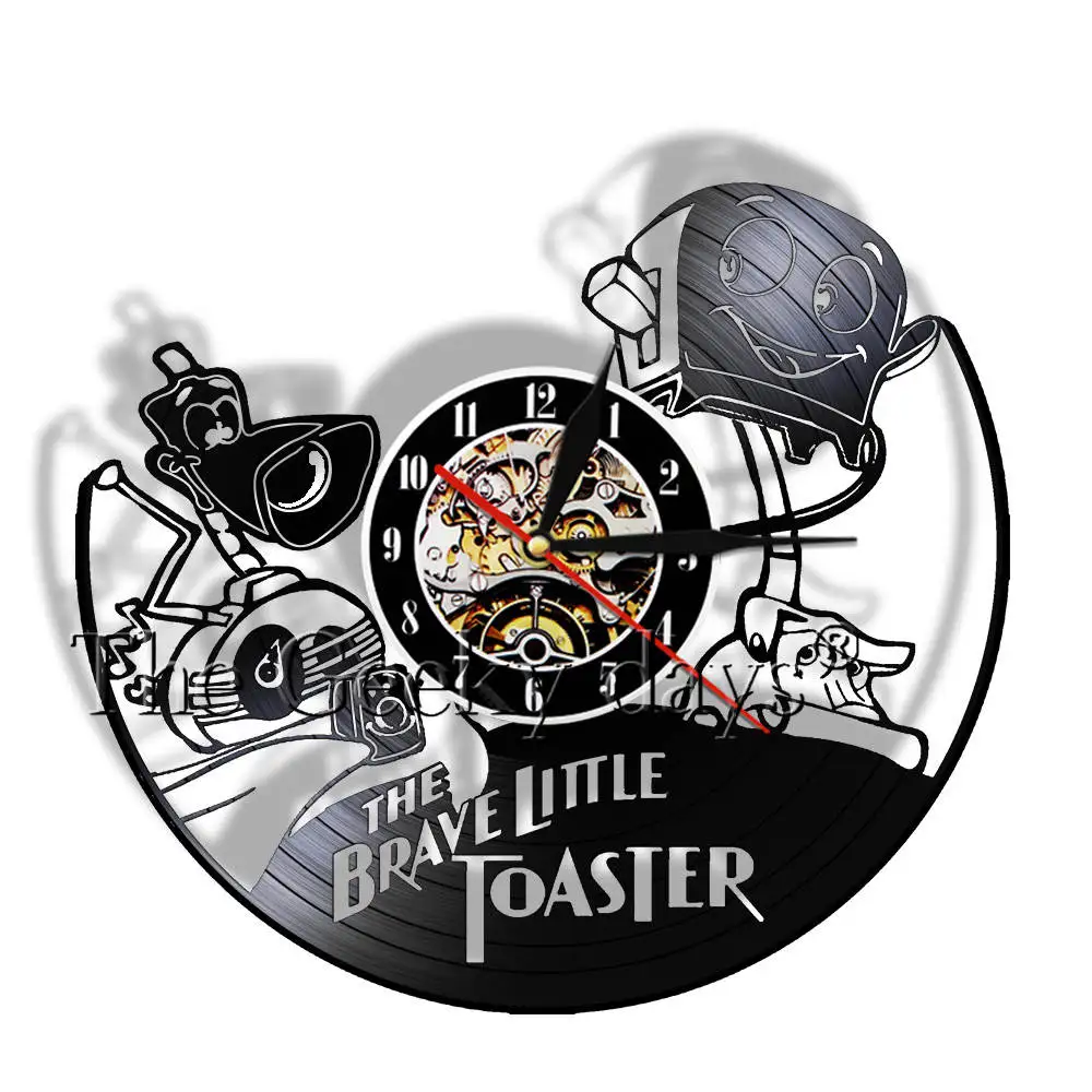 

1 Piece Brave Toaster Record Wall Art Vinyl Clock Comic Childs Room Nursery Decor 3D Silent Movement Wall Clock Gift for Kids