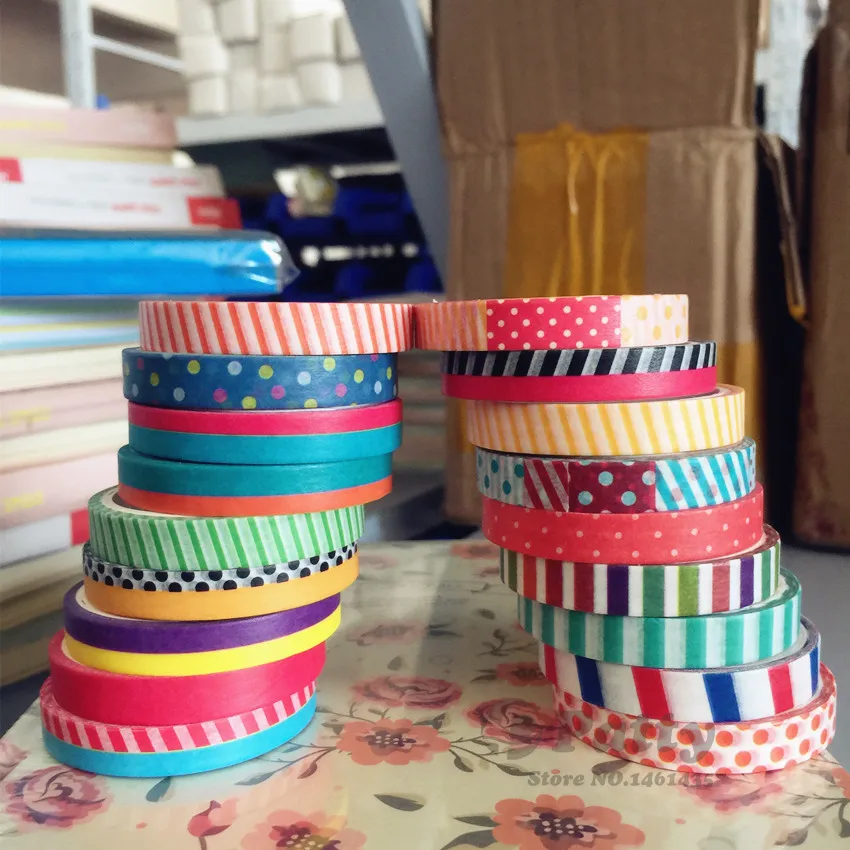 18 pcs/Lot 7mm Slim washi tape pack masking sticker for album notebook